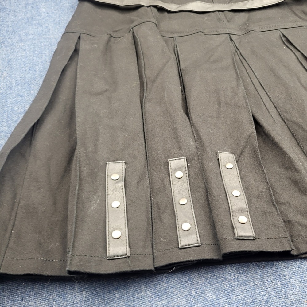 Tripp NYC Daang Goodman Black Gothic Pleated Mini Pinafore Dress Buckle Straps L - Picture 12 of 13